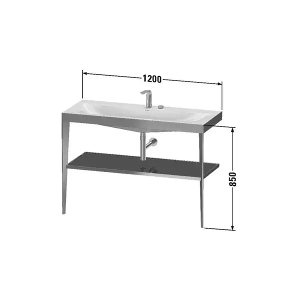 Металлическая консоль с раковиной c-bonded Duravit XViu 120 х 48 х h85 см, чёрный матовый/абрикосовый жемчуг (XV4717OB210) фото 2 Aquada.com.ua Металлическая консоль с раковиной c-bonded Duravit XViu 120 х 48 х h85 см, чёрный матовый/абрикосовый жемчуг (XV4717OB210) фото 2 Aquada.com.ua