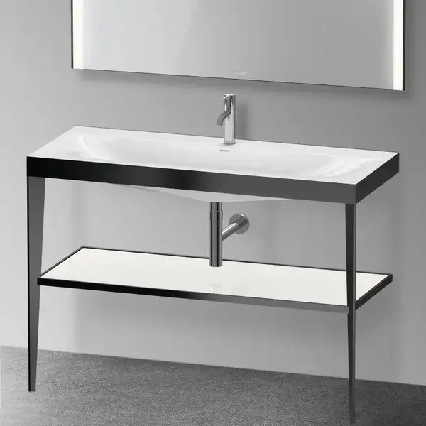 Металлическая консоль с раковиной c-bonded Duravit XViu 120 х 48 х h85 см, чёрный матовый/белый глянцевый (XV4717OB285) фото 2 Aquada.com.ua Металлическая консоль с раковиной c-bonded Duravit XViu 120 х 48 х h85 см, чёрный матовый/белый глянцевый (XV4717OB285) фото 2 Aquada.com.ua