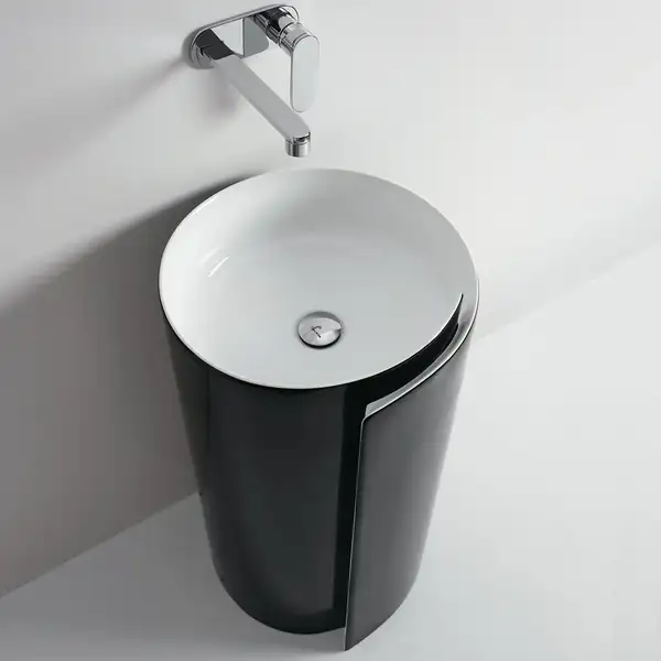 Раковина напольная Flaminia Monoroll Bianco/Nero Ø44 х h85 см (MR44P/BIANCO/NERO) фото 1 Aquada.com.ua