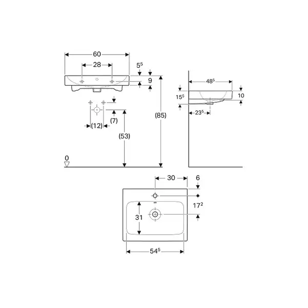 Geberit iCon Раковина подвесная 60x48.5 см, белая (124060000)