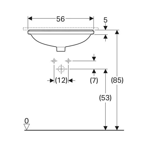 Geberit VARIFORM умывальник встраиваемый под столешницу, овальный, 50*40см, без отверстия, без перелива (500.755.01.2)