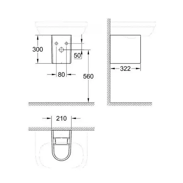 Полупьедестал для умивальника, GROHE EURO CERAMIC (39201000) Полупьедестал для умивальника, GROHE EURO CERAMIC (39201000)