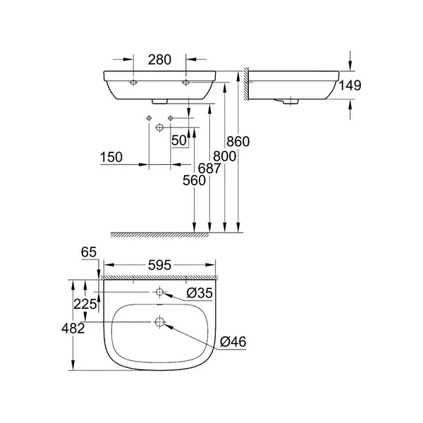 Раковина подвесная Grohe Euro Ceramic 59,5 х 48,2 см, с покрытием PureGuard (3933500H) фото 2 Aquada.com.ua Раковина подвесная Grohe Euro Ceramic 59,5 х 48,2 см, с покрытием PureGuard (3933500H) фото 2 Aquada.com.ua