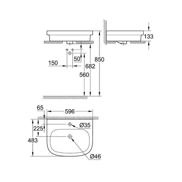 Раковина накладная на столешницу Grohe Euro Ceramic 59,6 х 48,3 см (39337000) фото 2 Aquada.com.ua Раковина накладная на столешницу Grohe Euro Ceramic 59,6 х 48,3 см (39337000) фото 2 Aquada.com.ua