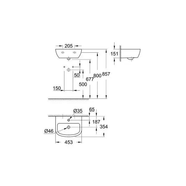Умивальник підвісний Grohe Bau Ceramic 45, білий (39424000)