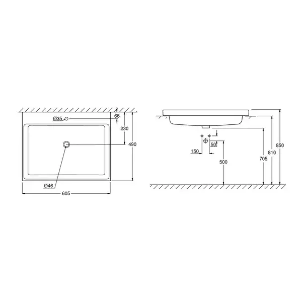 Умивальник накладний Grohe Cube 605х490 мм, білий (3947900H) Умивальник накладний Grohe Cube 605х490 мм, білий (3947900H)