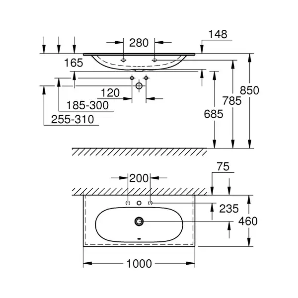 Раковина накладная на столешницу Grohe Essence 46 х 100 см (3956600H) фото 4 Aquada.com.ua Раковина накладная на столешницу Grohe Essence 46 х 100 см (3956600H) фото 4 Aquada.com.ua