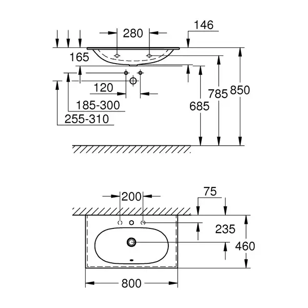 Раковина накладная на столешницу Grohe Essence 46 х 80 см (3956700H) фото 2 Aquada.com.ua Раковина накладная на столешницу Grohe Essence 46 х 80 см (3956700H) фото 2 Aquada.com.ua