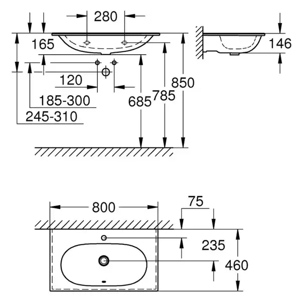 Умивальник накладний Grohe Essence 80х46 см, білий (3956700H) Умивальник накладний Grohe Essence 80х46 см, білий (3956700H)