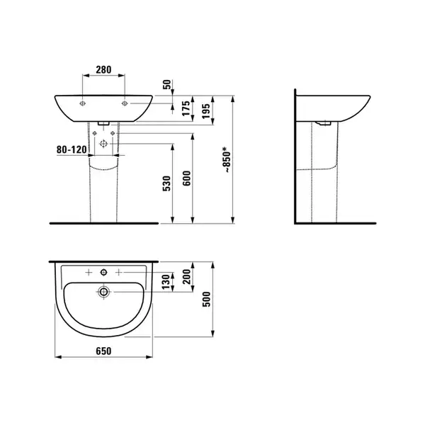 Раковина подвесная 65 х 50 см Laufen Pro (H8109530001041) фото 5 Aquada.com.ua Раковина подвесная 65 х 50 см Laufen Pro (H8109530001041) фото 5 Aquada.com.ua