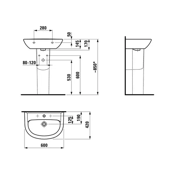 Раковина подвесная 60 х 42 см Laufen Pro (H8149520001041) фото 3 Aquada.com.ua Раковина подвесная 60 х 42 см Laufen Pro (H8149520001041) фото 3 Aquada.com.ua