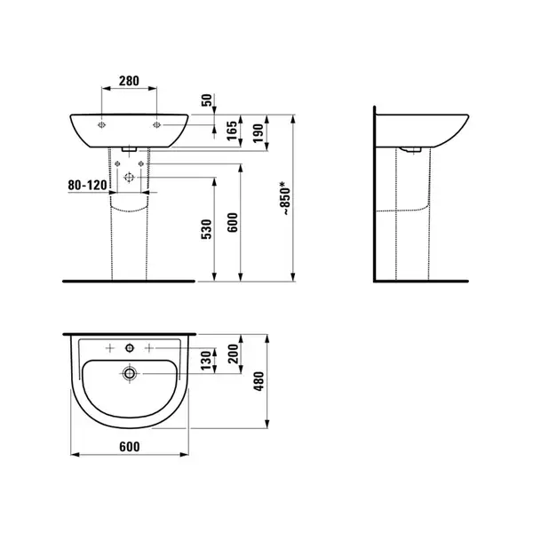 Раковина подвесная 60 х 48 см Laufen Pro (H8259557570001) фото 6 Aquada.com.ua Раковина подвесная 60 х 48 см Laufen Pro (H8259557570001) фото 6 Aquada.com.ua