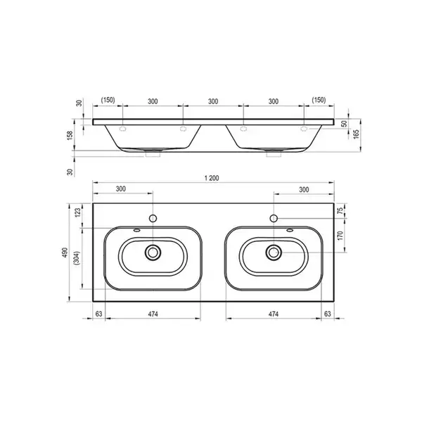 Двойная раковина Ravak Chrome 1200 х 490 мм (без перелива) (XJG01212000) фото 2 Aquada.com.ua Двойная раковина Ravak Chrome 1200 х 490 мм (без перелива) (XJG01212000) фото 2 Aquada.com.ua