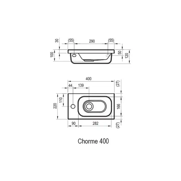 RAVAK Миниумивальник Chrome 400 L белый с отверстием (XJGL1100000) фото 2 Aquada.com.ua RAVAK Миниумивальник Chrome 400 L белый с отверстием (XJGL1100000) фото 2 Aquada.com.ua
