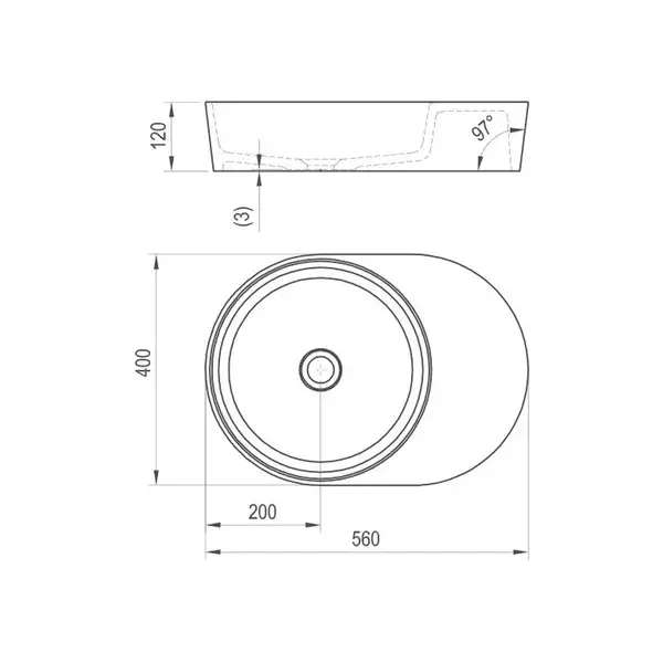 Раковина накладная на столешницу Ravak Moon 2S 56 х 40 см (XJN01300003) фото 5 Aquada.com.ua