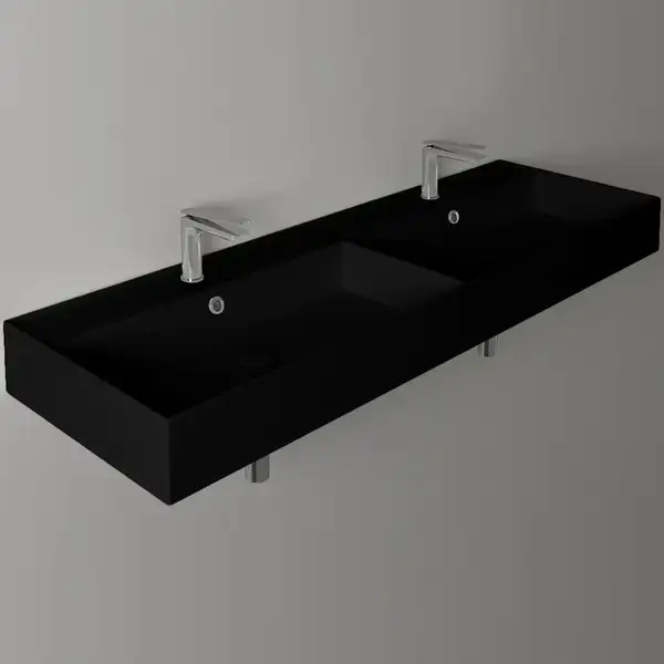 Раковина двойная Simas Agile 141 х 46 см, Nero Matt (AG141DNERO) фото 2 Aquada.com.ua