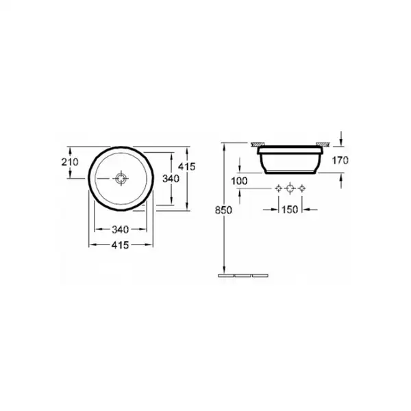 VILLEROY & BOCH Раковина под столешницу Villeroy&Boch Architectura d=34 cм (41754001) фото 3 Aquada.com.ua