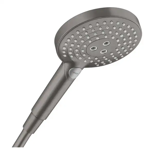 Лейка для душа Hansgrohe Raindance Select S 120 (цвет - матовый чёрный хром), 3 вида струи (26530340) фото 1 Aquada.com.ua Лейка для душа Hansgrohe Raindance Select S 120 (цвет - матовый чёрный хром), 3 вида струи (26530340) фото 1 Aquada.com.ua
