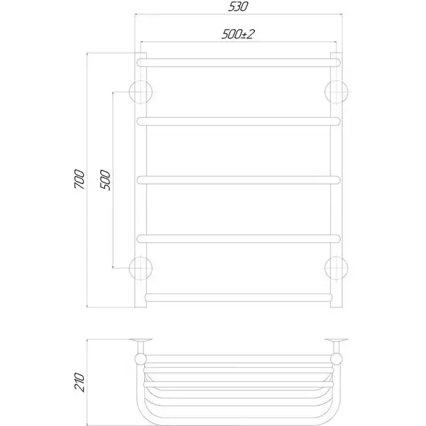Сушарка рушників електрична Qtap Standard shelf (CRM) P5 500х700 LE з полицею (QTSTNDP5500700LESH) фото 2 Aquada.com.ua Сушарка рушників електрична Qtap Standard shelf (CRM) P5 500х700 LE з полицею (QTSTNDP5500700LESH) фото 2 Aquada.com.ua