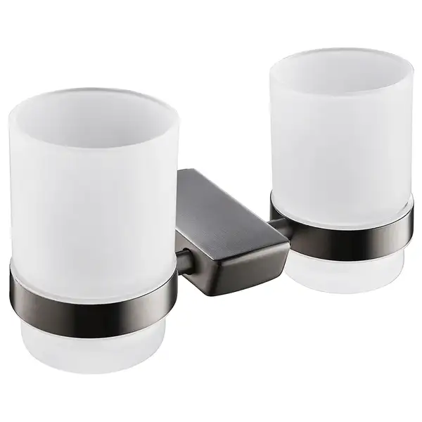 Стакан двойной для зубных щёток, подвесной Imprese Grafiky, black nickel (ZMK041807240) фото 1 Aquada.com.ua