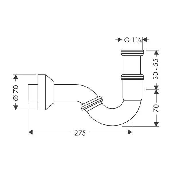 Сифон трубчатый для биде Hansgrohe (цвет - хром) (55237000) фото 2 Aquada.com.ua
