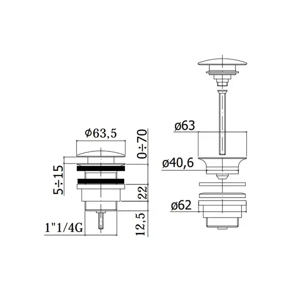 Донный клапан Clic-Clac Paffoni Light (цвет - чёрный матовый) (ZSCA050NO) фото 2 Aquada.com.ua Донный клапан Clic-Clac Paffoni Light (цвет - чёрный матовый) (ZSCA050NO) фото 2 Aquada.com.ua