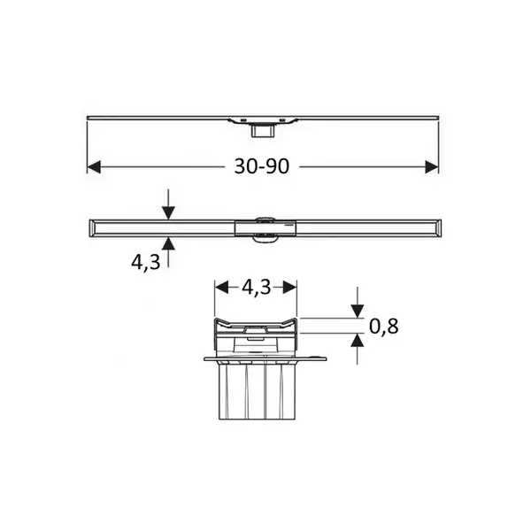 GEBERIT CLEANLINE 20 дренажный канал, L30-90см, полированный/матовый металл (154.450.KS.1) фото 2 Aquada.com.ua