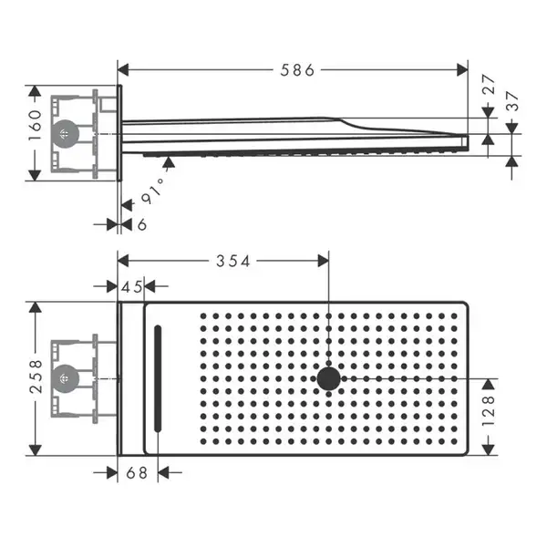 Верхний душ 580 х 250 мм Axor ShowerSolutions (цвет - satin black), 3 вида струи (35283350) фото 2 Aquada.com.ua Верхний душ 580 х 250 мм Axor ShowerSolutions (цвет - satin black), 3 вида струи (35283350) фото 2 Aquada.com.ua