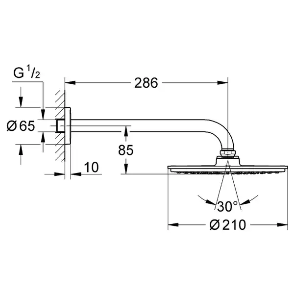 GROHE Верхній душ з душовим кронштейном 286 мм Rainshower Cosmopolitan 210 (26052000) фото 3 Aquada.com.ua GROHE Верхній душ з душовим кронштейном 286 мм Rainshower Cosmopolitan 210 (26052000) фото 3 Aquada.com.ua