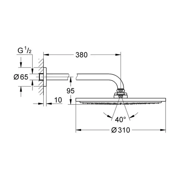 GROHE Набір з кронштейном 380 мм верхнього душу Rainshower Cosmopolitan 310 (26056000) фото 2 Aquada.com.ua GROHE Набір з кронштейном 380 мм верхнього душу Rainshower Cosmopolitan 310 (26056000) фото 2 Aquada.com.ua