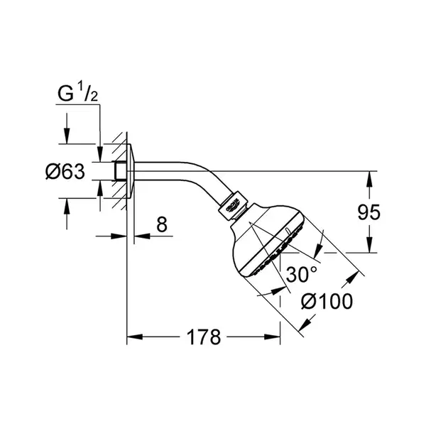 Набір верхнього душу, 3 режими струмені Grohe New Tempesta 100 (26088001) Набір верхнього душу, 3 режими струмені Grohe New Tempesta 100 (26088001)