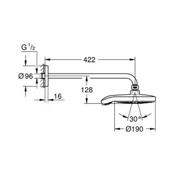 Верхній душ Grohe Power & Soul Cosmopolitan 190 з душовим кронштейном, хром (26172000) Верхній душ Grohe Power & Soul Cosmopolitan 190 з душовим кронштейном, хром (26172000)