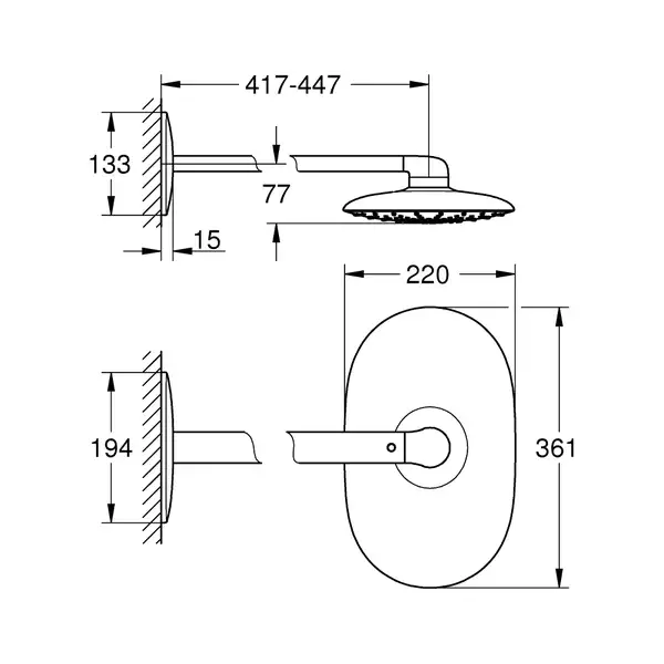 GROHE Набір 450 мм верхнього душу, 1 режим струменю Rainshower 360 Mono (26450000) фото 2 Aquada.com.ua GROHE Набір 450 мм верхнього душу, 1 режим струменю Rainshower 360 Mono (26450000) фото 2 Aquada.com.ua