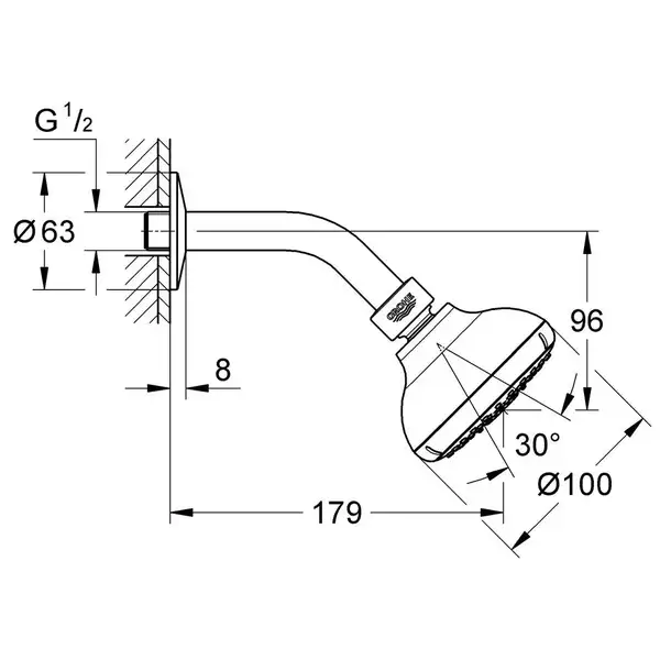 Верхній душ з кронштейном Grohe New Tempesta 100 (27870001) Верхній душ з кронштейном Grohe New Tempesta 100 (27870001)