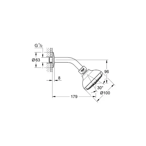 Верхній душ з кронштейном Grohe New Tempesta 100 (27870001) Верхній душ з кронштейном Grohe New Tempesta 100 (27870001)