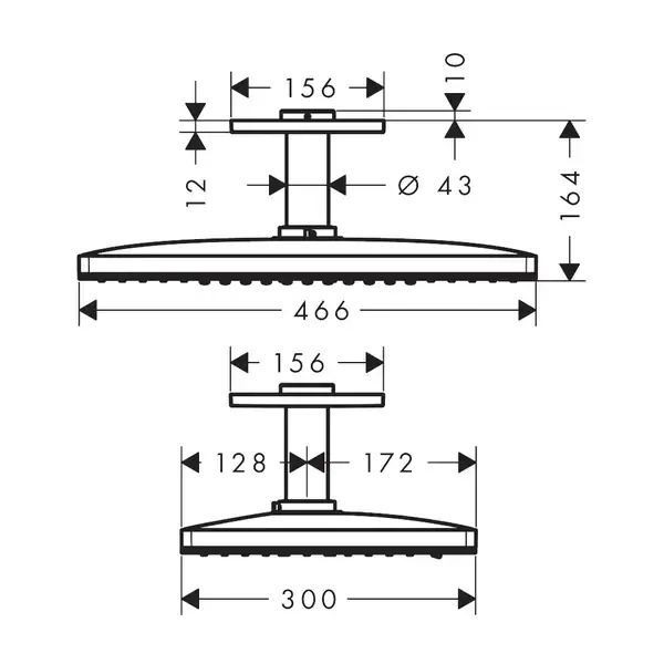 Верхній душ Hansgrohe Rainmaker Select 460 2jet з власником, чорний / хром (24004600) Верхній душ Hansgrohe Rainmaker Select 460 2jet з власником, чорний / хром (24004600)