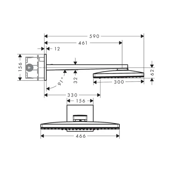 HANSGROHE Верхній душ, Rainmaker Select 460х300 3jet, білий / хром (24007400)