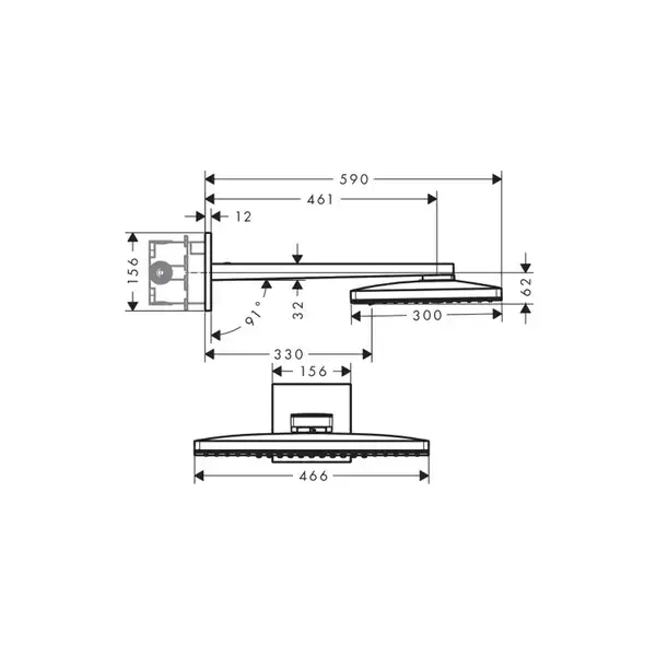 Верхний душ Hansgrohe Rainmaker Select 460 3jet9 (цвет - хром/чёрный) (24007600) фото 3 Aquada.com.ua Верхний душ Hansgrohe Rainmaker Select 460 3jet9 (цвет - хром/чёрный) (24007600) фото 3 Aquada.com.ua