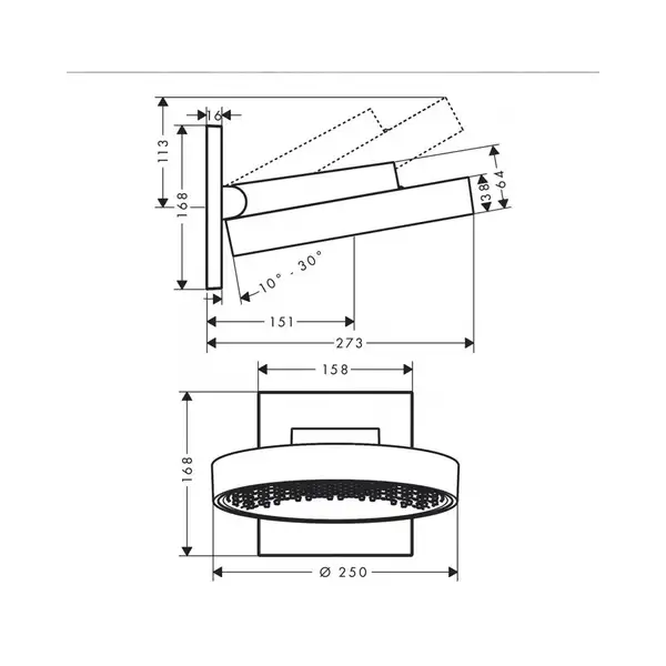 Верхній душ Hansgrohe Rainfinity 250 3jet з власником, хром (26232000) Верхній душ Hansgrohe Rainfinity 250 3jet з власником, хром (26232000)