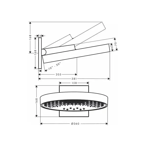 Верхний душ Ø 360 мм Hansgrohe Rainfinity, 3-типа струи (цвет - полированное золото) (26234990) фото 2 Aquada.com.ua Верхний душ Ø 360 мм Hansgrohe Rainfinity, 3-типа струи (цвет - полированное золото) (26234990) фото 2 Aquada.com.ua