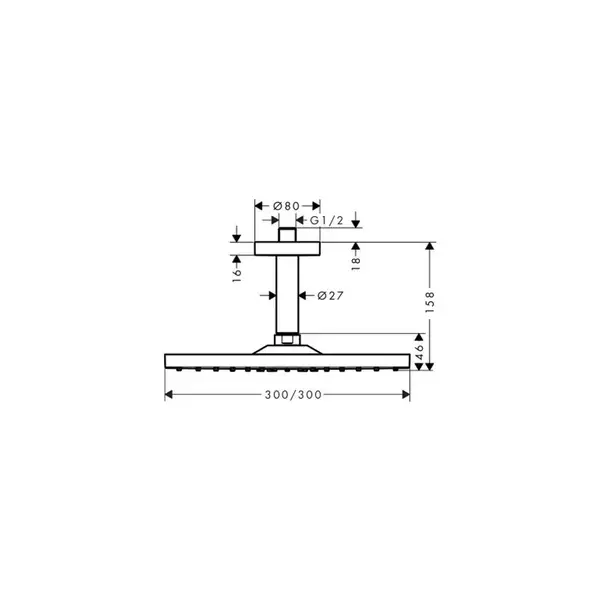 Верхний душ Hansgrohe Raindance E 300 Air 1jet (цвет - хром) (26251000) фото 2 Aquada.com.ua Верхний душ Hansgrohe Raindance E 300 Air 1jet (цвет - хром) (26251000) фото 2 Aquada.com.ua