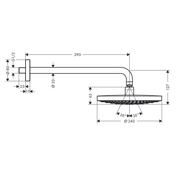 Верхний душ с держателем Hansgrohe Raindance Select S 2jet Ø 240 мм (цвет - хром) (26466000) фото 2 Aquada.com.ua Верхний душ с держателем Hansgrohe Raindance Select S 2jet Ø 240 мм (цвет - хром) (26466000) фото 2 Aquada.com.ua