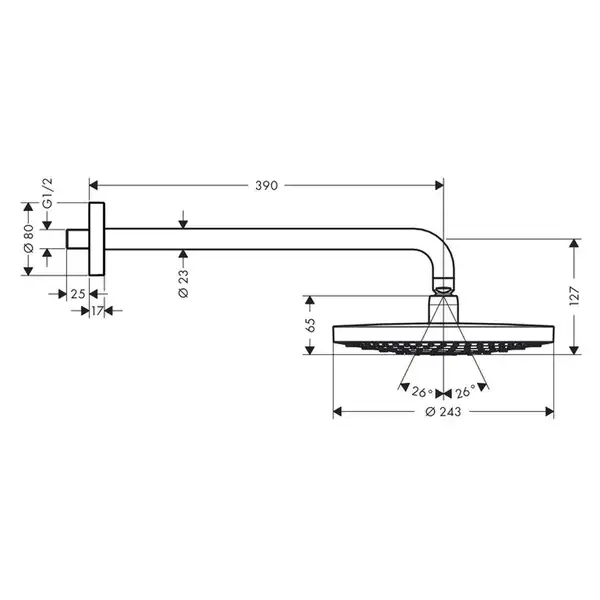 Верхний душ с держателем Hansgrohe Raindance Select S 2jet Ø 240 мм (цвет - хром/белый) (26466400) фото 2 Aquada.com.ua Верхний душ с держателем Hansgrohe Raindance Select S 2jet Ø 240 мм (цвет - хром/белый) (26466400) фото 2 Aquada.com.ua