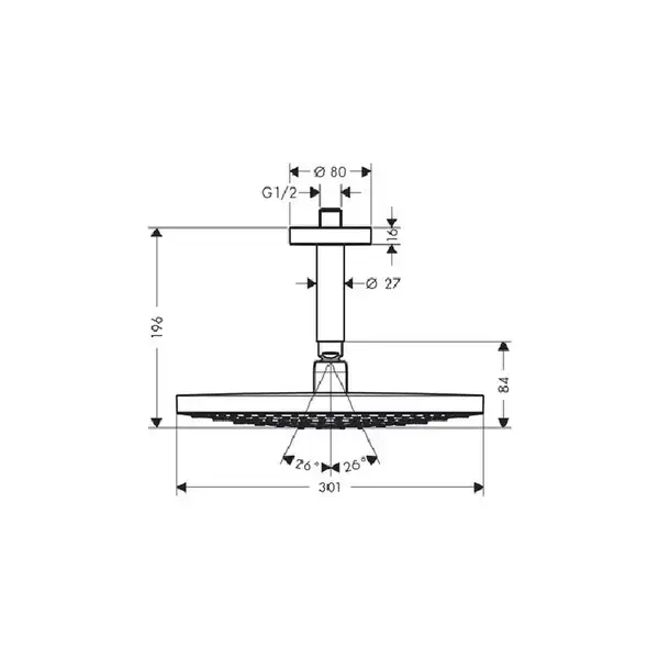 Верхний душ Hansgrohe Raindance Select S 300 2jet Ø 300 мм (цвет - хром/белый) (27337400) фото 3 Aquada.com.ua Верхний душ Hansgrohe Raindance Select S 300 2jet Ø 300 мм (цвет - хром/белый) (27337400) фото 3 Aquada.com.ua