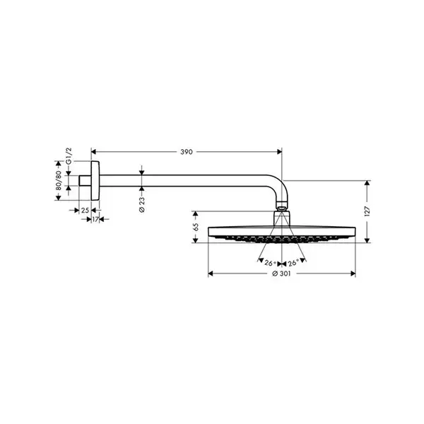 Верхний душ Hansgrohe Raindance Select S 300 2jet Ø 300 мм (цвет - хром/белый) (27378400) фото 2 Aquada.com.ua Верхний душ Hansgrohe Raindance Select S 300 2jet Ø 300 мм (цвет - хром/белый) (27378400) фото 2 Aquada.com.ua