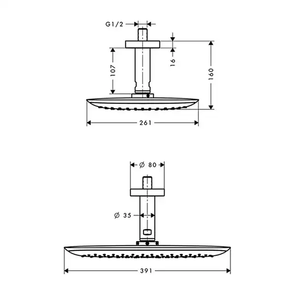 Верхний душ Hansgrohe PuraVida 390х290 мм (27390000) фото 2 Aquada.com.ua
