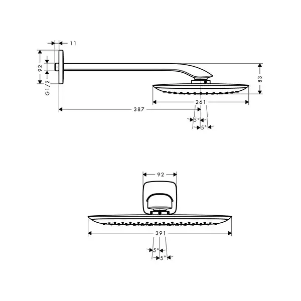 Верхний душ Hansgrohe PuraVida 390х260 мм (белый/хром) (27437400) фото 2 Aquada.com.ua Верхний душ Hansgrohe PuraVida 390х260 мм (белый/хром) (27437400) фото 2 Aquada.com.ua