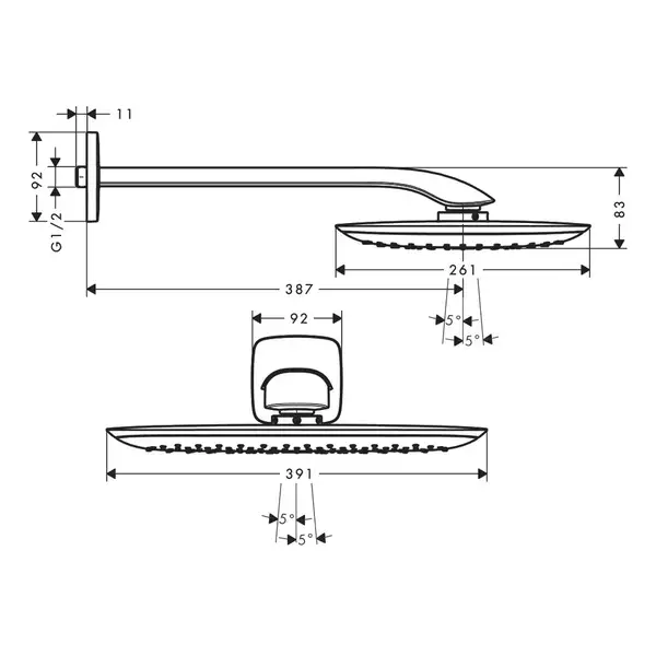 Верхній душ Hansgrohe PuraVida Overhead shower 400 1jet з власником зі стіни, білий / хром (27437400) Верхній душ Hansgrohe PuraVida Overhead shower 400 1jet з власником зі стіни, білий / хром (27437400)