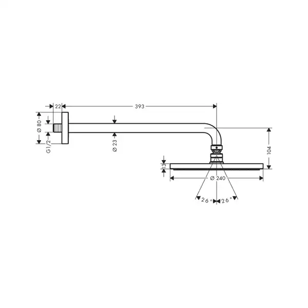 HANSGROHE Верхний душ S 240 1 jet, с держателем, PowderRain, хром Raindance S (27607000) фото 2 Aquada.com.ua HANSGROHE Верхний душ S 240 1 jet, с держателем, PowderRain, хром Raindance S (27607000) фото 2 Aquada.com.ua