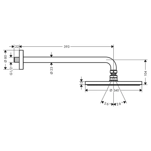 Верхній душ Hansgrohe Raindance S 240 PowderRain 1jet P з власником, хром (27607000) Верхній душ Hansgrohe Raindance S 240 PowderRain 1jet P з власником, хром (27607000)